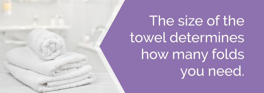 The size of the towel determines how many folds you need.