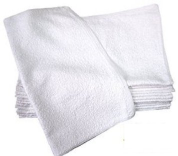 Spa Made of 100% Terry Cotton Improvia White with Green Stripe Bar Mop Towels Bathroom 12 Pack and More Kitchen 16 x 19 inches Super Absorbent and Lint-Free Cloth Rag for Restaurant 