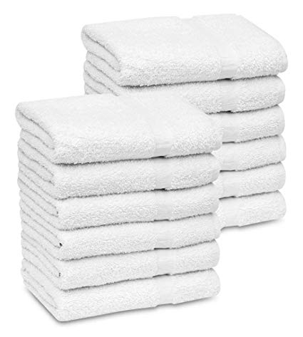 12 new white pure cotton 24x50  hotel motel deluxe bath towels health gym 10/s * 