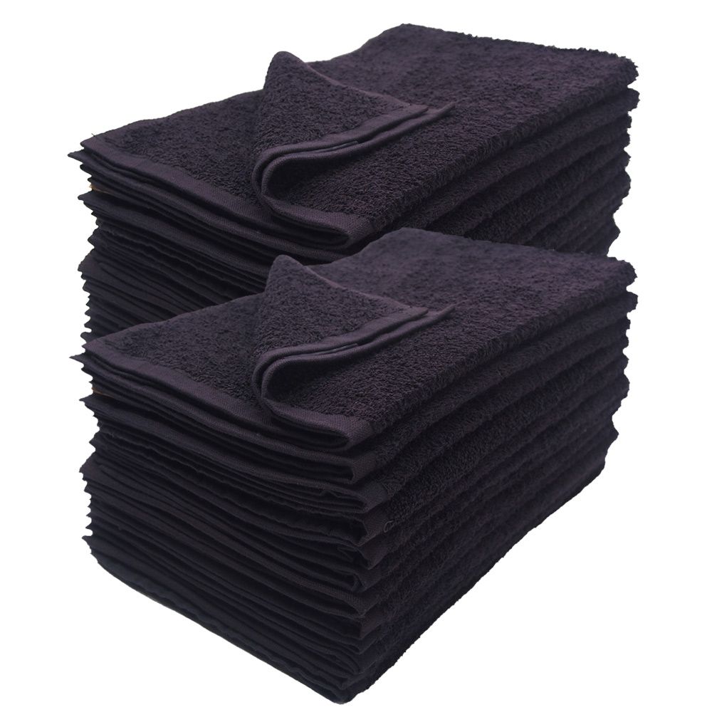 24 Pack Black 16x27 inches Cotton Salon Towels Soft Absorbent Quick Dry Gym 2.9# 