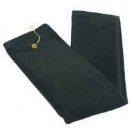 Black Terry Velour Black Towels with Tri-Fold Grommet Wholesale