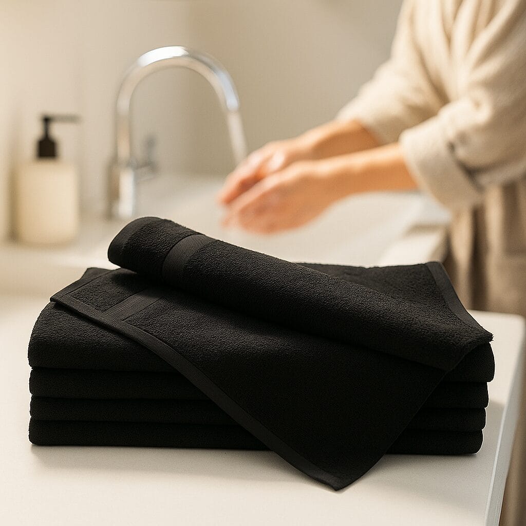 100% Cotton Wholesale Premium Black Hand Towels
