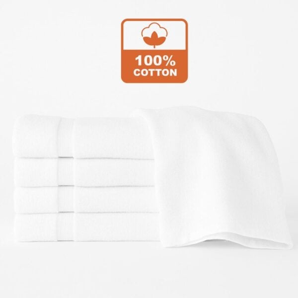 16x27 Premium Plus white hand towels made from 100% cotton