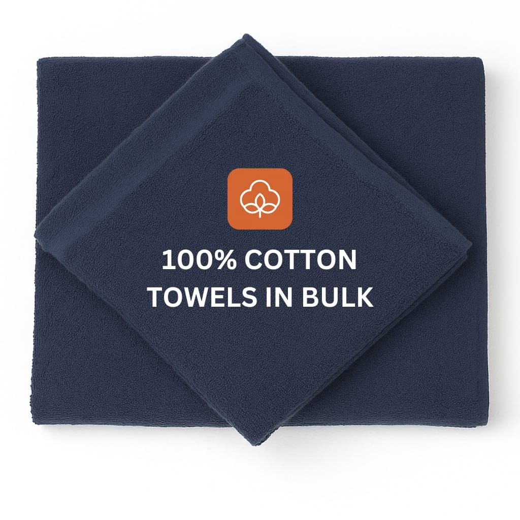 Durable 100% cotton navy blue bath towels 22x44 for commercial use
