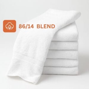 24x48 premium white bath towels made from 86/14 cotton-poly blend
