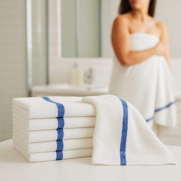 Economy 22X44-Bath towels w/Blue Stripe - Image 2