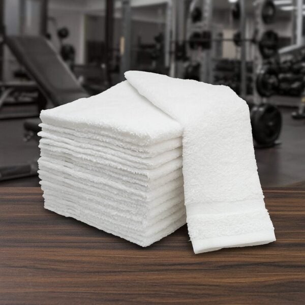 white gym hand towels 15x25