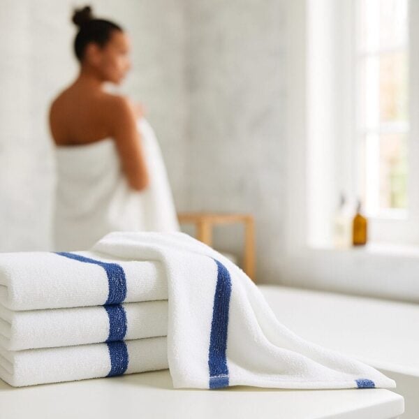 Economy24X48-Bath towels w/Blue Stripe - Image 2