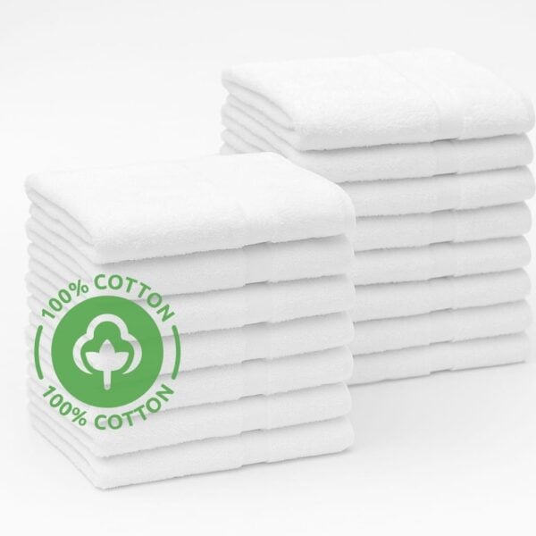 Economy white gym bath towels 24x48 inches made of 100% cotton