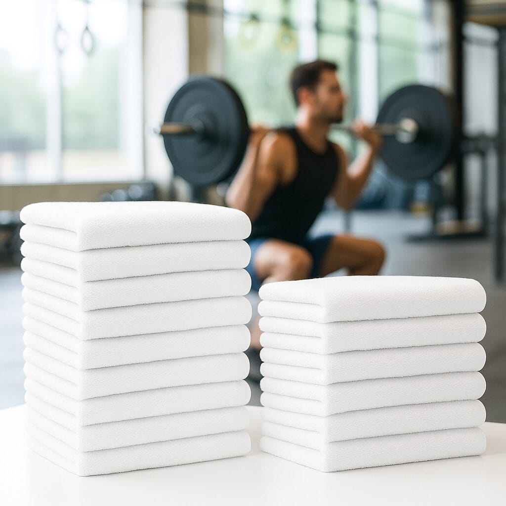 Soft and durable 100% cotton white gym bath towels 22x44