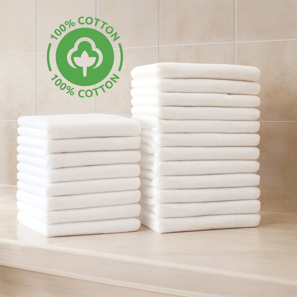 White gym bath towels 22x44 inches made of 100% cotton economy quality