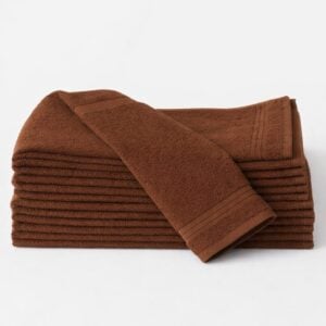 Wholesale premium dark brown washcloths in 13 by 13 inch size