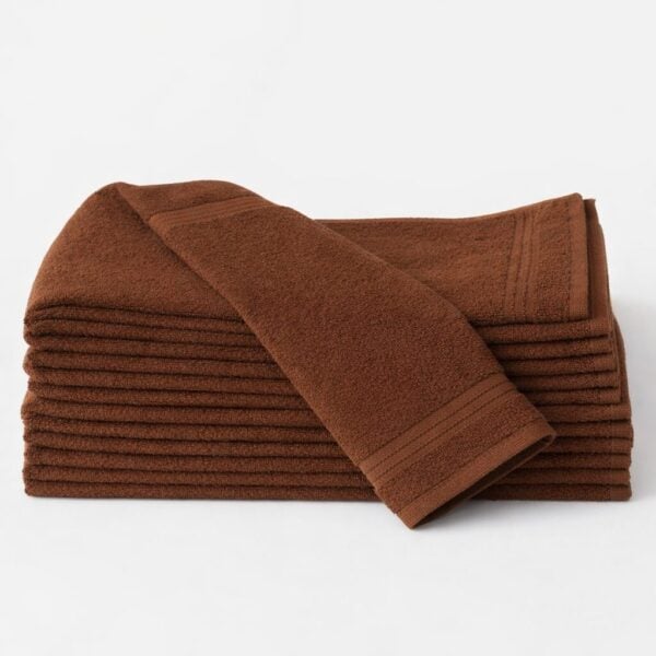 Wholesale premium dark brown washcloths in 13 by 13 inch size
