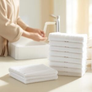 Premium 13x13 white washcloths available for wholesale