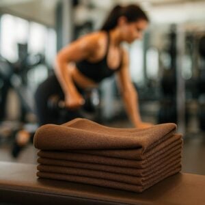 100% cotton dark brown bleach-resistant hand towels for gym