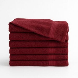 16x27 burgundy wholesale hand towels made from 100% cotton.