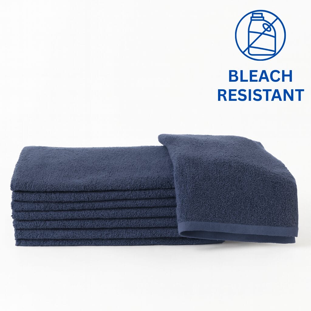 16×28 navy blue bleach resistant hand towels 100% cotton