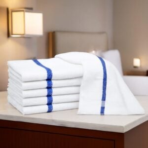 economy 22x44 bath towels blue striped for hospitality