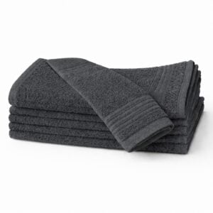 Wholesale premium charcoal grey washcloths in 13 by 13 inch size