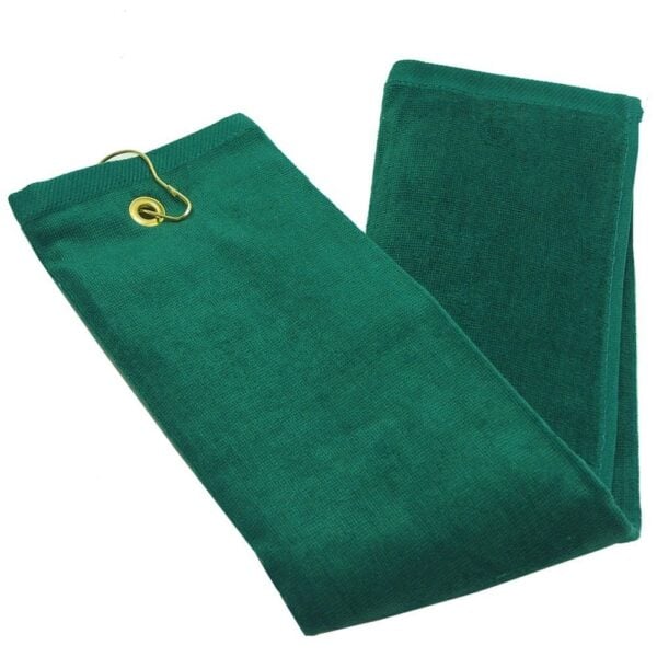 Hunter Green Terry Velour Golf Towels with Tri Fold Grommet Wholesale