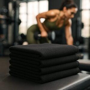 15x25 Premium Plus black 100% cotton hand towels in bul