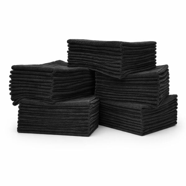 16X16 Black Microfiber towels wholesale