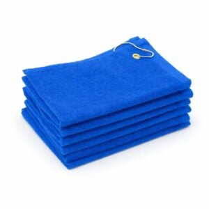 wholesale 16x24 royal blue golf towels in terry velour fabric featuring corner grommet and hook