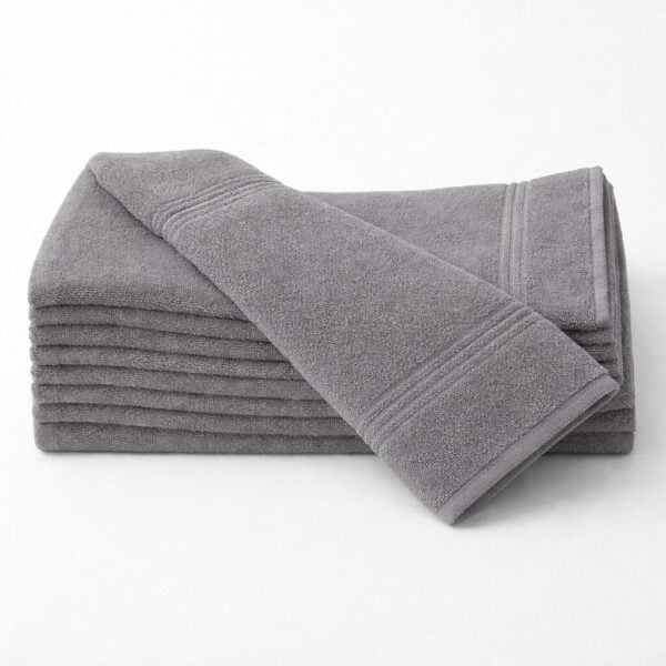 Wholesale premium silver grey washcloths in 13 by 13 inch size for businesses