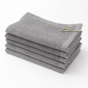 Wholesale silver grey terry velour golf towels with corner grommet in 16 by 24 inch size