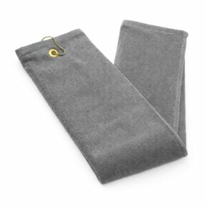 Silver grey terry velour tri-fold golf towels with grommet 16x24 inches available for wholesale orders