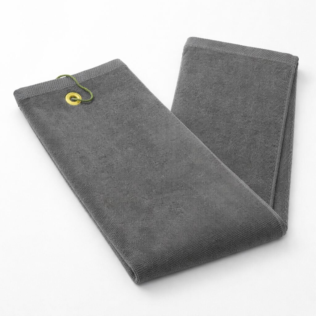 Wholesale charcoal grey terry velour tri-fold golf towels with grommet in 16 by 24 inch size