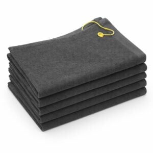Bulk 16x24 charcoal grey golf towels in terry velour fabric featuring corner grommet and hook